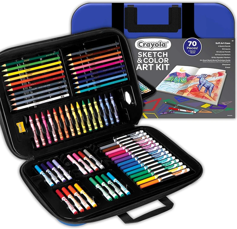 Crayola- Sketch and Color Art Kit, 70-Piece Drawing and Coloring Set with a Drawing Pad, Gift for Children Over 8 Years Old