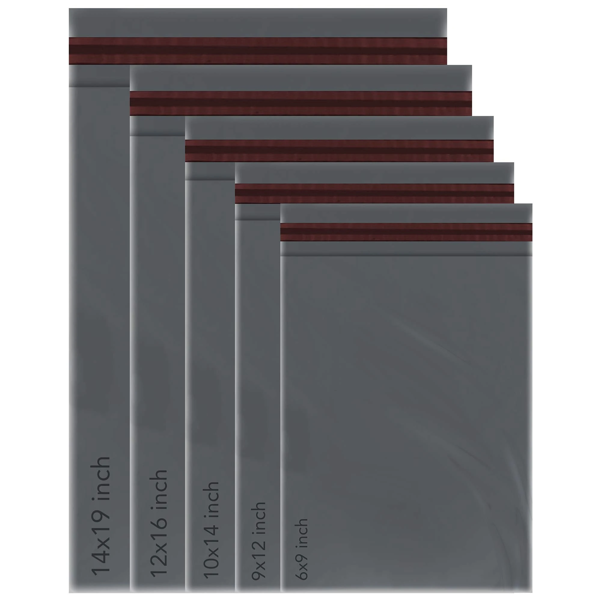 50 Mixed Grey Mailing Poly Postal Self Seal Bags 5 Sizes 10 from Each iSOUL Small to Large Postage Packaging Assorted Mailers Posting Shipping Post Parcels Package Bags