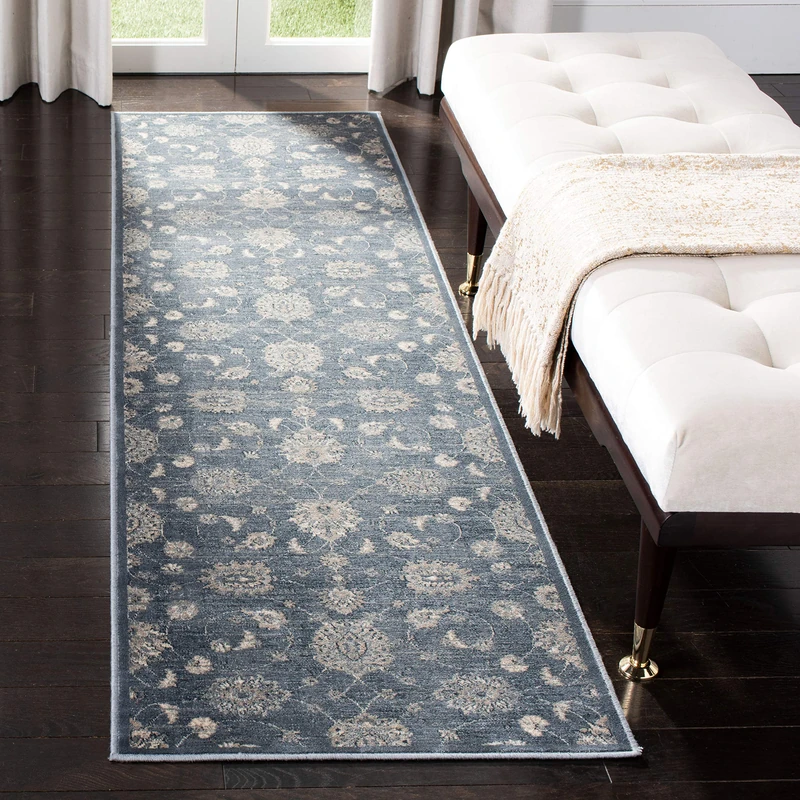 Safavieh Brienne Vintage Inspired Rug, Woven Soft Viscose Runner Carpet in Blue/Beige, 67 X 240 cm VTG841-7220-28