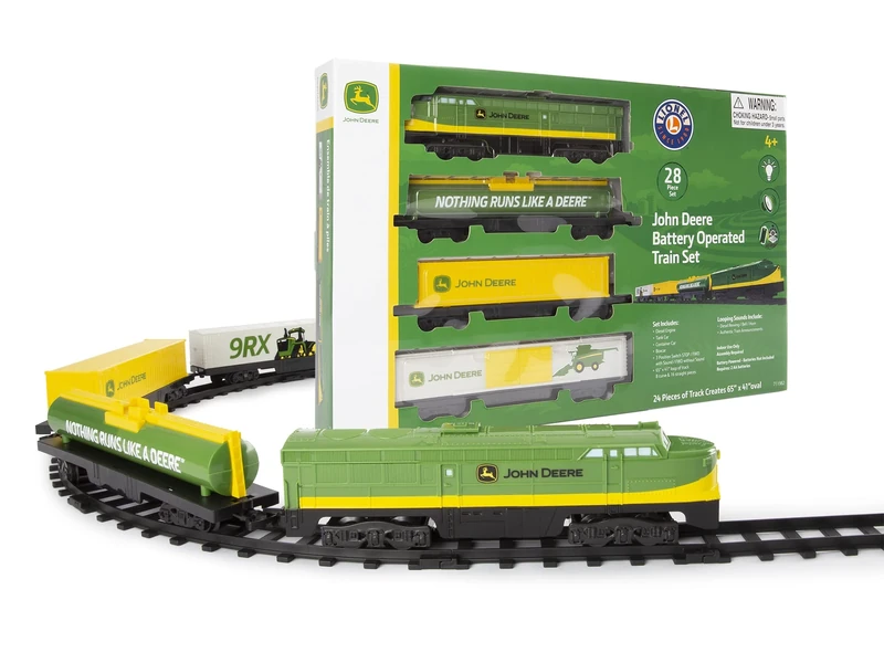 Lionel John Deere Miniature Ready-to-Play Set, Battery-Powered Model Train, Multicolor