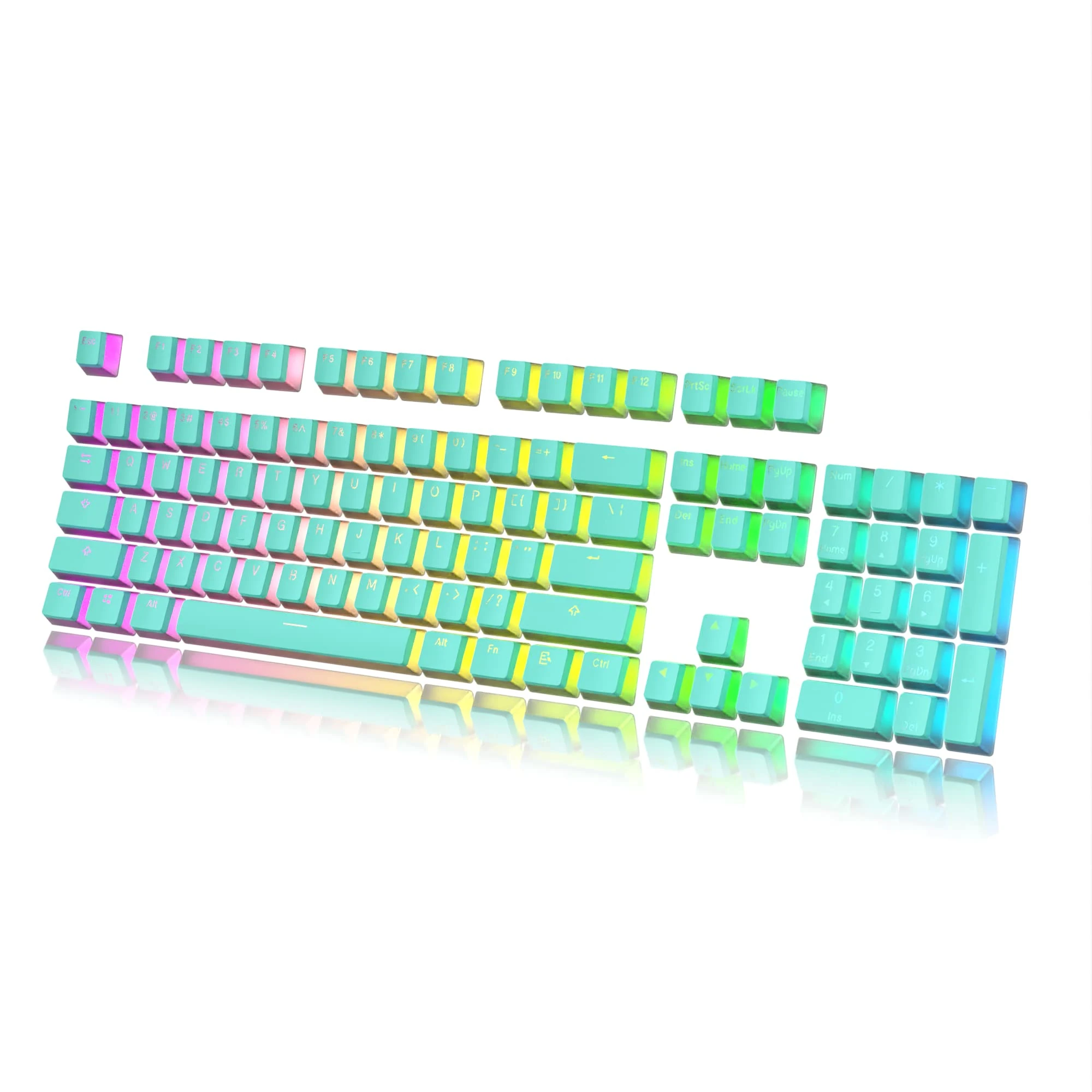 HK Gaming Pudding Keycaps Set | Doubleshot PBT Keycap Set | Full 108 OEM Profile Key Set | ANSI US-Layout | For Mechanical Keyboard | Compatible with Cherry MX, Gateron, Kailh, Outemu | Blue