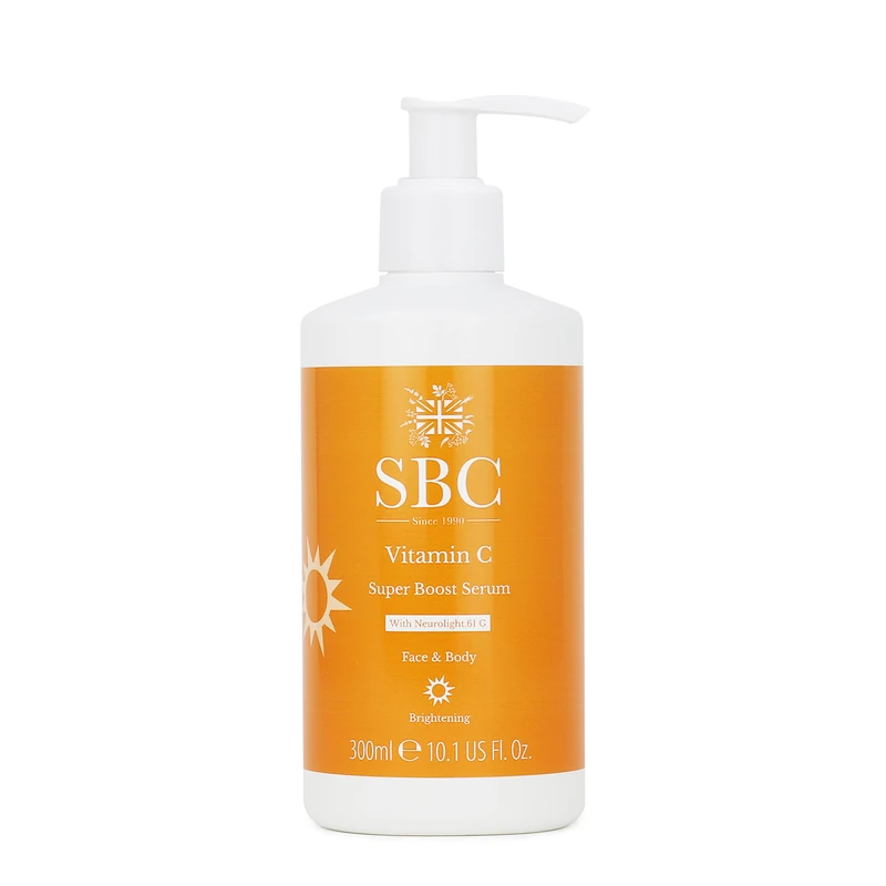SBC Skincare Vitamin C Glow Boost Serum – Face & Body Brightening Serum With Vitamin C, Sea Daffodil Extract, Hyaluronic Acid To Reduce Dark Spots, Even Tone & Hydrate, Vegan, Cruelty-Free, 300 mL