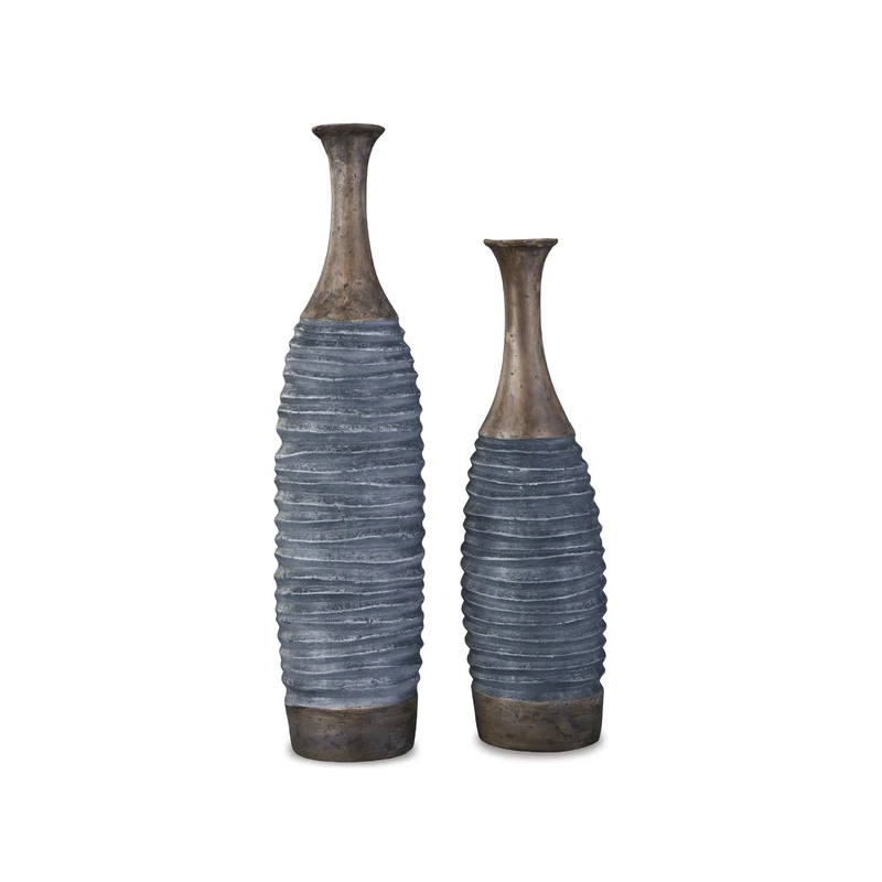 Signature Design by Ashley Blayze Set of 2 Vase, Antique Gray/Brown