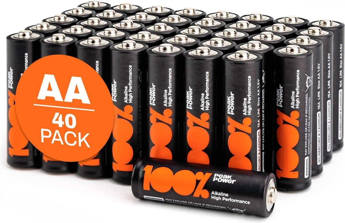 AA Batteries pack of 40 by PeakPower 10Year Shelf life & Ideal for everyday devices