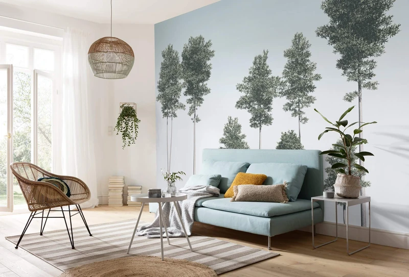 Komar Non-Woven Photo Wallpaper - Pines - Size 400 x 280 cm (Width x Height) - Wall Wallpaper Living Room Bedroom Office Trees Sky Hallway Decoration Wall Picture - R4-040