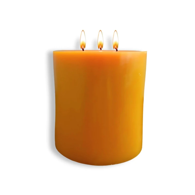 Candlestock Beeswax Jumbo 3 Wick Pillar Candle, 6 X 6 Inches, Handmade