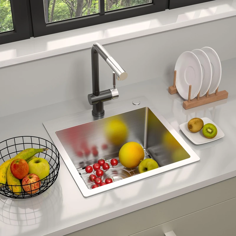 TORVA 18-Inch Drop-in Kitchen Sink, 16 Gauge Stainless Steel Topmount Single Bowl - 9 Inches Deep Bar/Prep Basin