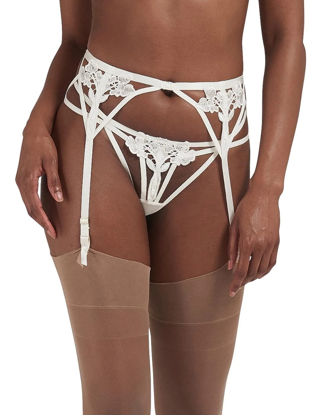 BLUEBELLA 34803 Women's Nova Ivory Embroidered Suspender Belt 8
