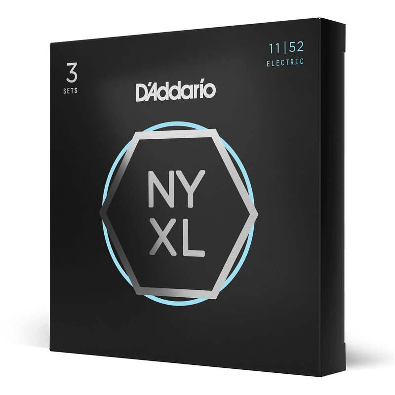 D'Addario Electric Guitar Strings, NYXL Nickel Plated, NYXL1152-3P, Medium Top/Heavy Bottom Gauge 11-52, 6-String Set, Pack of 3