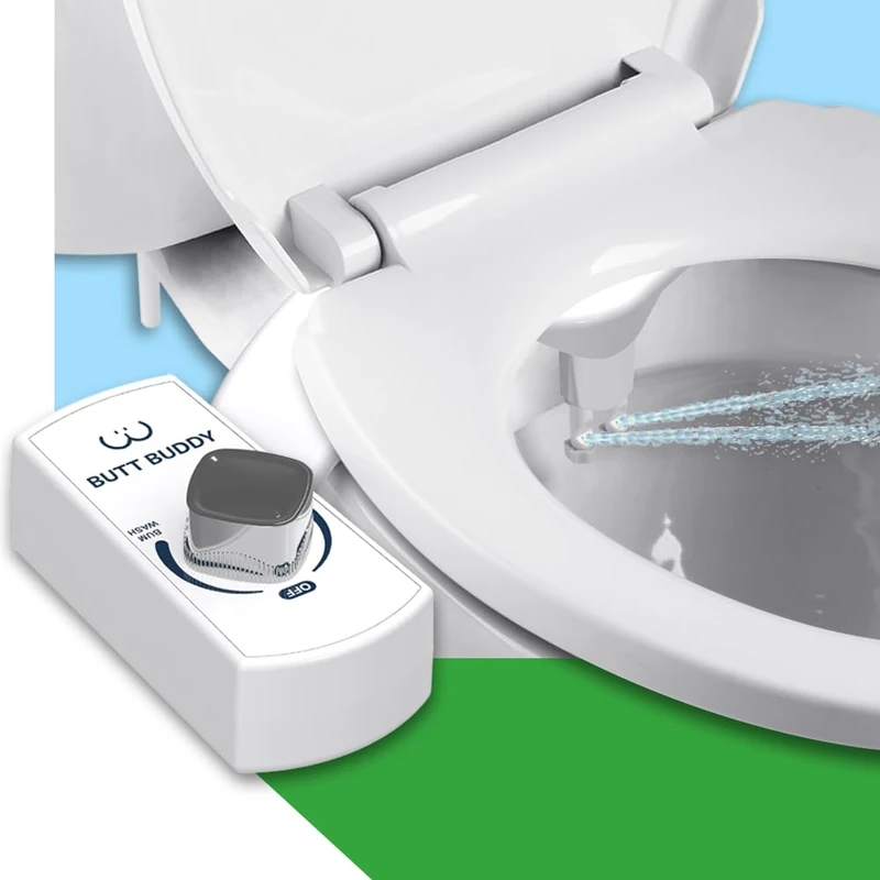 Butt Buddy Duo - Bidet Toilet Seat Attachment & Fresh Water Sprayer (Easy to Install | Non-Electric | Dual-Nozzle Cleaning | Gentle Wash | Healthy, Sanitary Bathroom)