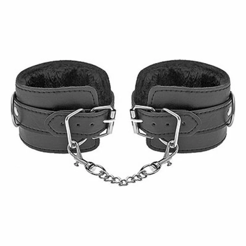 S Pleasures Lover.S Handcuffs - Plush Handcuffs Black 165 g
