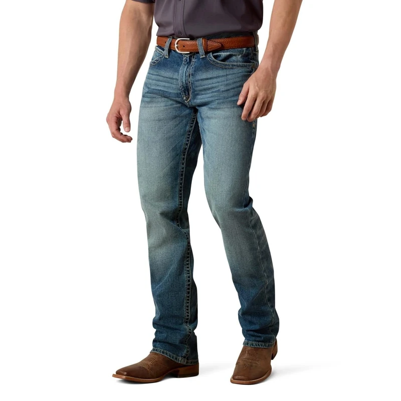 ARIAT Men's M4 Low Rise Stretch Shoreway Stackable Straight Leg Jean - Blue - 31W x 30L