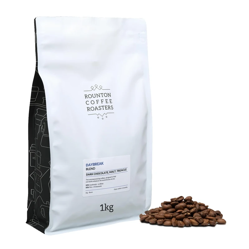 Rounton Coffee Roasters | Daybreak Blend 1kg Coffee Beans | Great Taste Award Winning 2023 | Roasted in Yorkshire | 100% Arabica Medium Roast Espresso Coffee Beans
