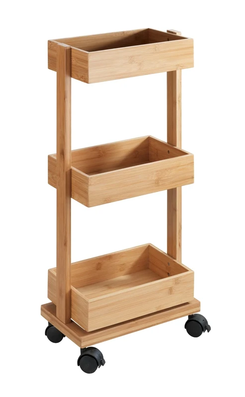 WENKO Tortona Shelf with 3 Shelves, Bamboo Bathroom Cabinet, Bathroom Trolley, 18 x 71.5 x 31 cm, Natural