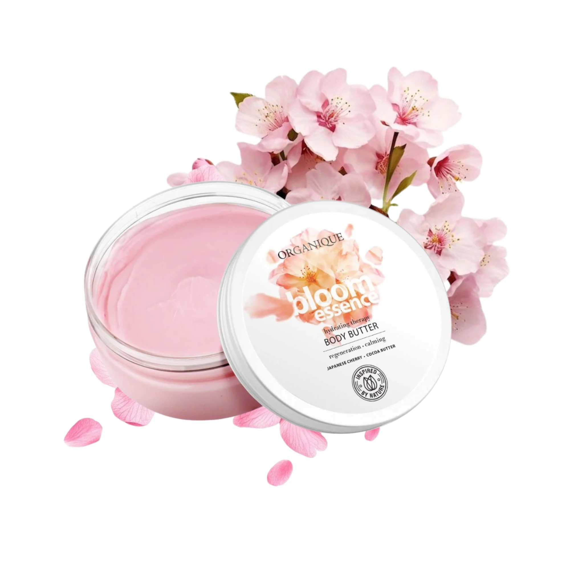 Organique Premium Beauty Bloom Body Butter | Lightweight Velvety Cream Moisturiser with Cocoa Butter, Shea Butter, Cherry Blossom Extract, & Organic Oils | For Smooth, Hydrated, Radiant Skin (200 ml)