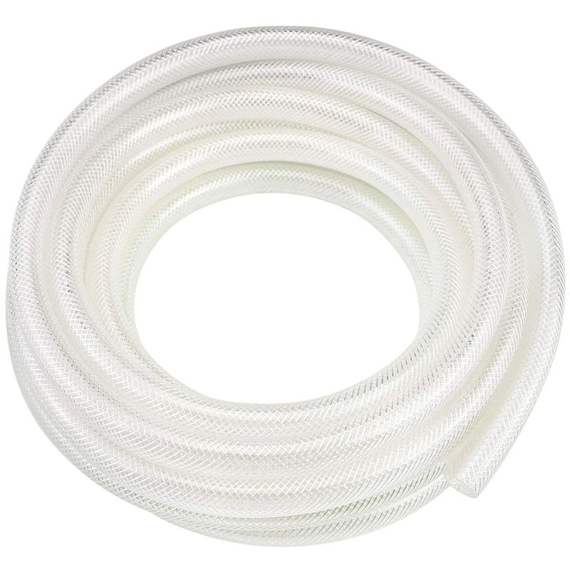 1/2" ID x 3/4" OD - 100 Ft High Pressure Braided Clear PVC Vinyl Tubing Flexible Vinyl Tube, Heavy Duty Reinforced Vinyl Hose Tubing, BPA Free and Non Toxic