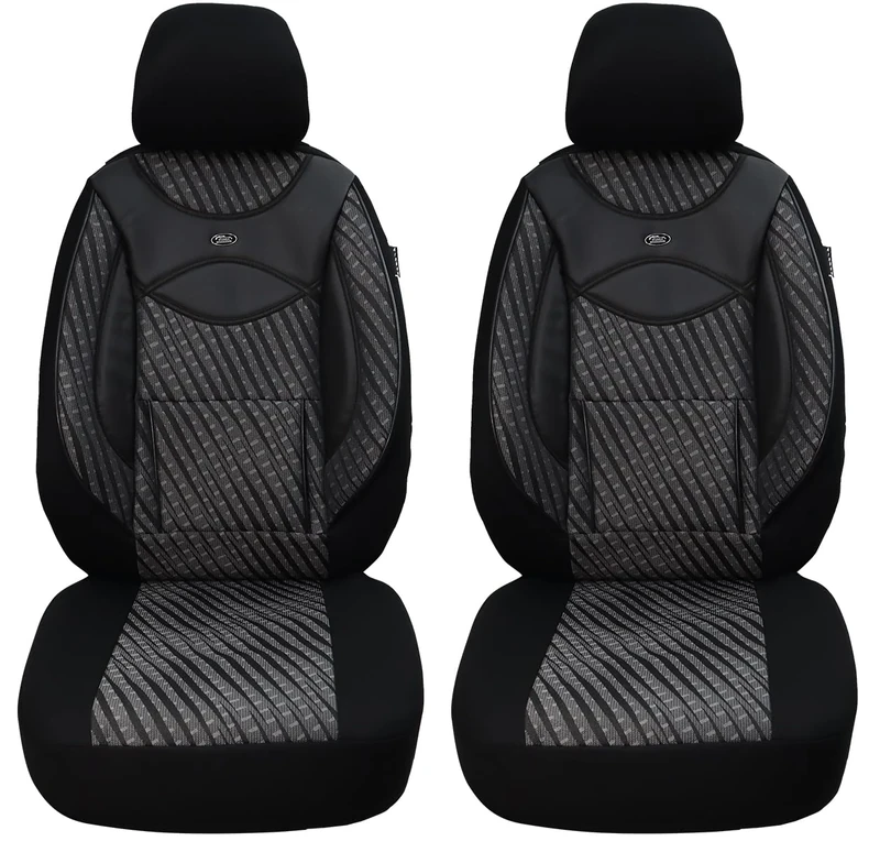BREMER SITZBEZÜGE Measure Car Seat Covers Compatible with Ford Kuga 3 Driver & Passenger Set from 2020 / Car Seat Covers Protective Cover Set Car Seat Covers Pack of 2 in Black/Grey Pattern
