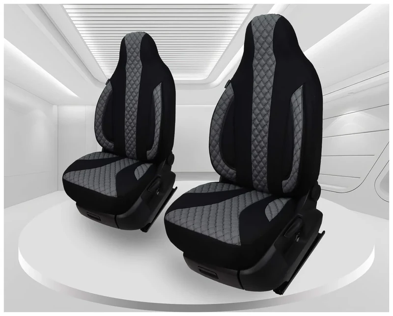BREMER SITZBEZÜGE Measure Pilot Car Seat Covers Compatible with Ford Mustang 5 Driver & Passenger from 2005-2008 / Car Seat Covers Protective Cover Set Car Seat Covers Pack of 2 in Black/Grey