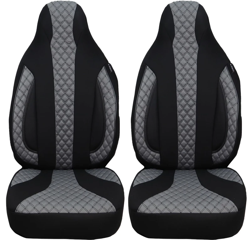 BREMER SITZBEZÜGE Measure Pilot Car Seat Covers Compatible with Chevrolet Matiz 2 Driver & Passenger from 2005-2018 / Car Seat Covers Protective Cover Set Car Seat Covers Pack of 2 in Black/Grey