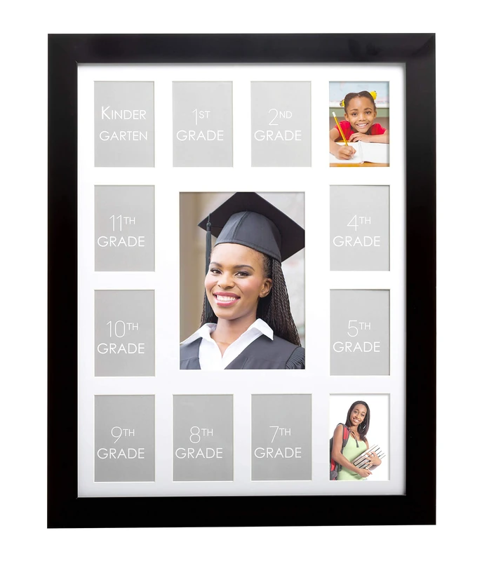 Kate & Milo School Days Frame, Holds 12 School Photos and Graduation Photo, Graduation Party Decorations - Image 1