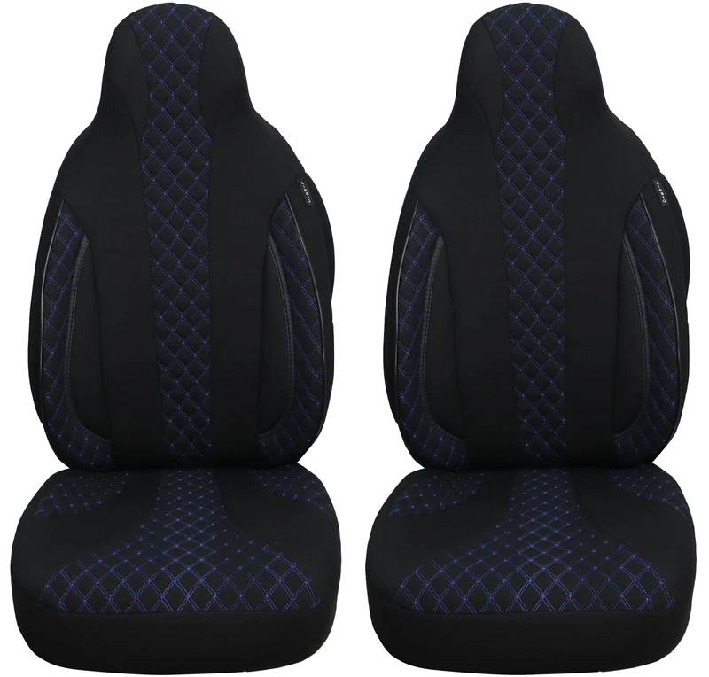 BREMER SITZBEZÜGE Seat Covers for Car Seats Compatible with SsangYong Korando 2011 Driver and Passenger Seat Covers FB:PL406 (Black/Blue Stitch) - Image 1