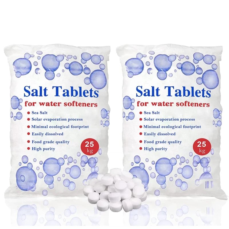 25 Kg Salt Tablets Water Softener, salt pellets water softener, Compatible to all Water Softner salt tabs ,100% Genuine British salt tablets for salt water softener of Premium Quality (2 Bags)