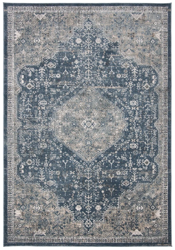 Safavieh Classic Indoor Woven Rectangle Area Rug, Oregon Collection, ORE858, in Navy / Ivory, 91 X 152 cm for Living Room, Bedroom or Any Indoor Space