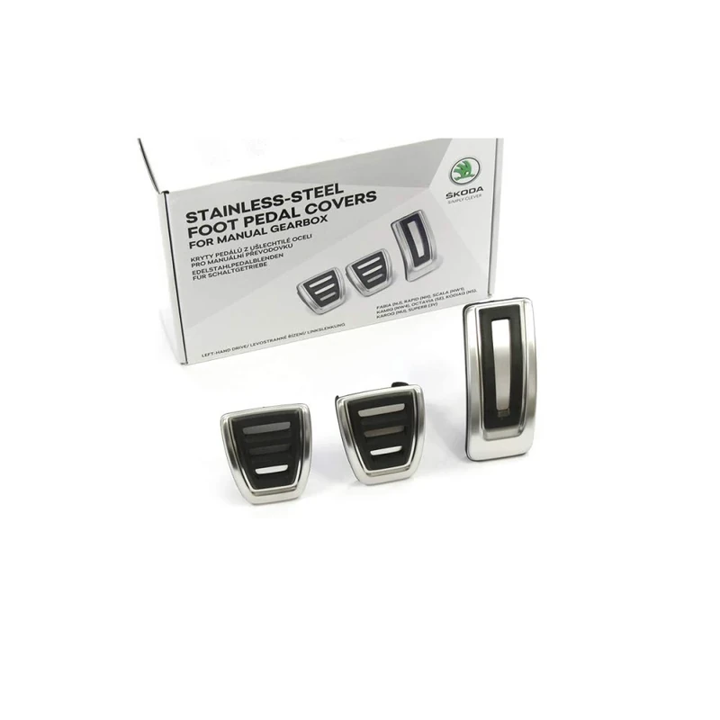 Skoda 5E1064200 Pedal Caps 3-Piece Sport Brushed Stainless Steel Tuning Sport Pedal Only for Manual Transmission