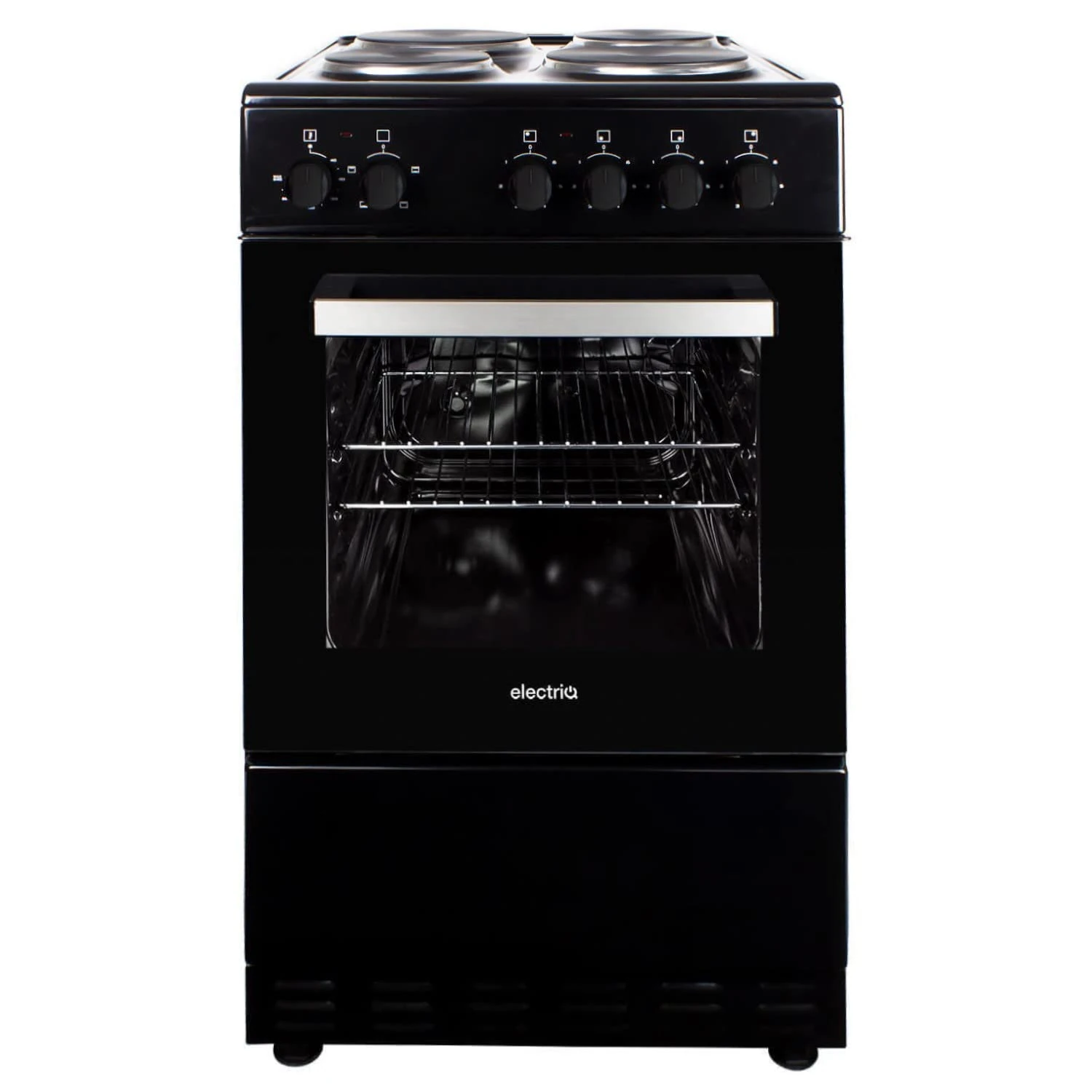electriQ Black 50cm Electric Cooker with Solid Plate Hob
