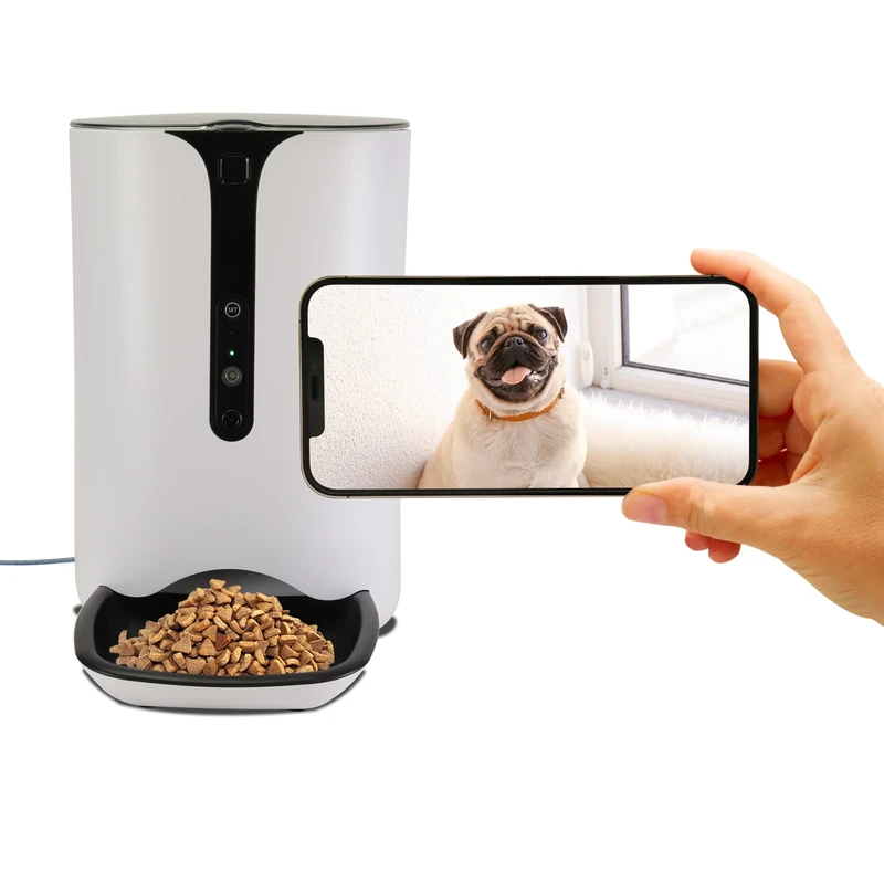 Lentek Smart Automatic Cat Feeder with Automatic Pet Feeder Schedule Mealtimes Portion Control with timer Wet Food Dispenser 720p HD Video 2-Way Audio Barking Alerts with Free App for Android iPhone
