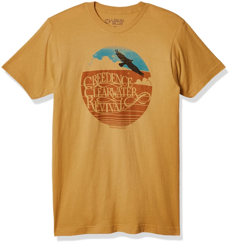 Liquid Blue Unisex's Creedence Clearwater Revival Green River T-Shirt, Mustard, Large - Image 1