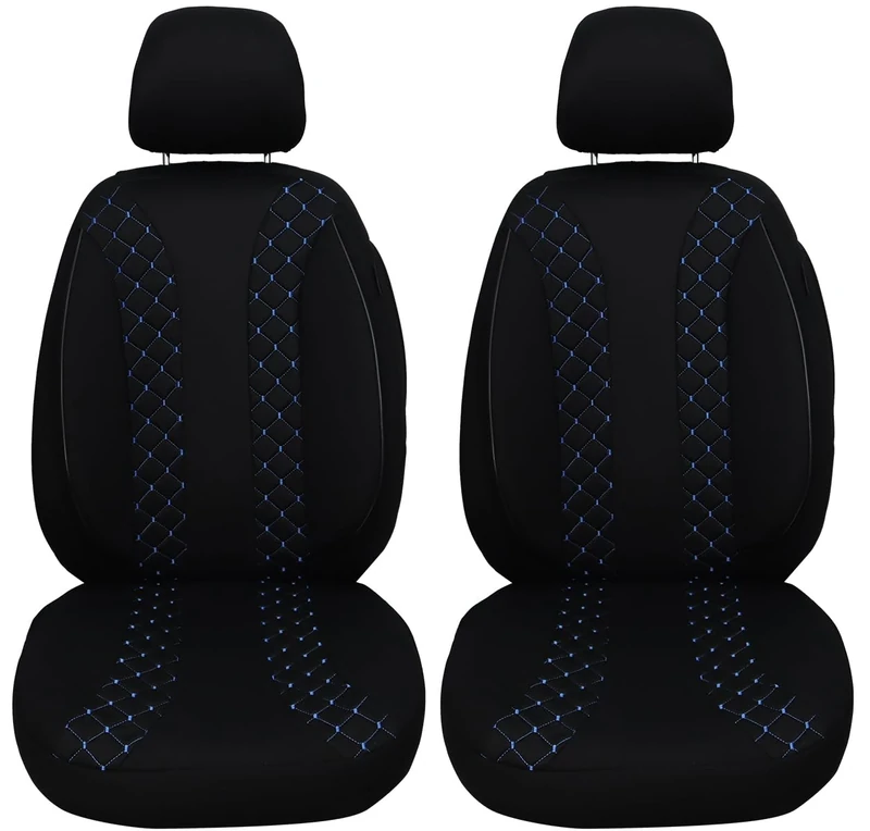 BREMER SITZBEZÜGE Dimensions Car Seat Covers Compatible with Subaru XV 1 Driver & Passenger Set from 2012-2018 / Car Seat Covers Protective Cover Set Car Seat Covers Pack of 2 in Black/Blue Stitching