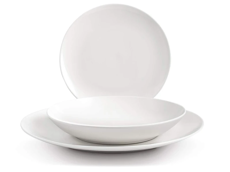 H&H 745768 Hollywood Dinner Set 18 Pieces, Coupe, New Bone China, White, Porcelain - Image 1