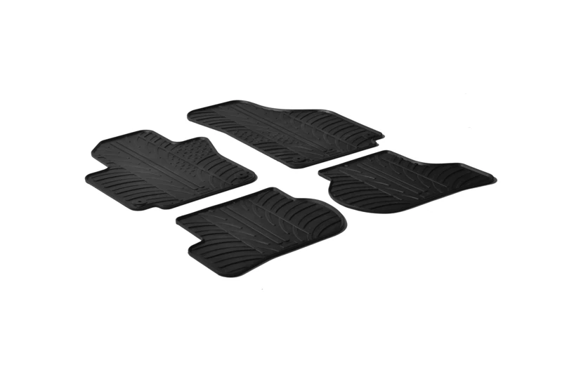 GLEDRING 0066 Set of Rubber Mats Suitable for Volkswagen Golf V, VI Plus 2009 / Seat Toledo 2005-2012 (T Profile 4 Pieces + Mounting Clips), Black, Set of 4