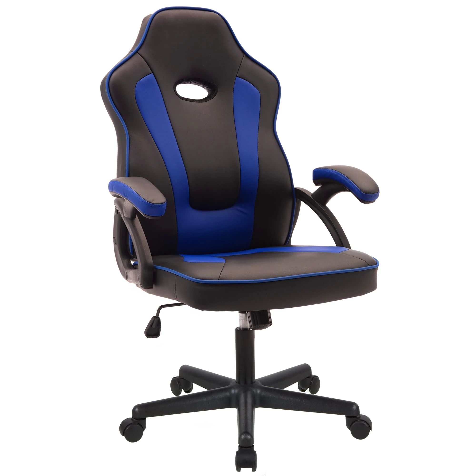 Play haha.Ergonomic high back seat with breathable mesh insert padded armrests tilt adjustment durable base lumbar support PU leather surface for gaming home or office use