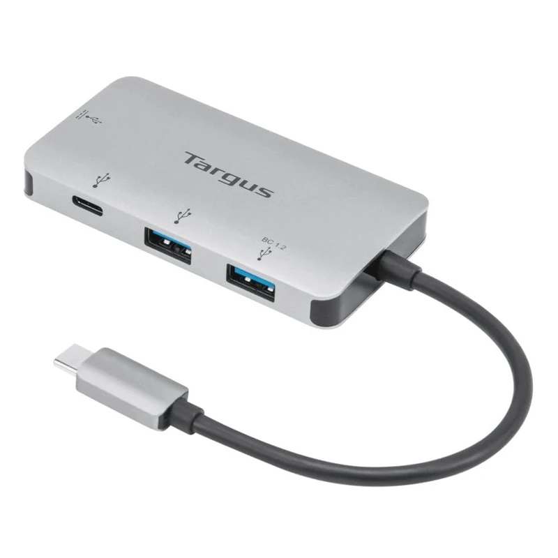 Targus USB-C Multi-Port Hub with 2x USB-A and 2x USB-C Ports with 100W PD Pass-Thru, Gray (ACH228EU)