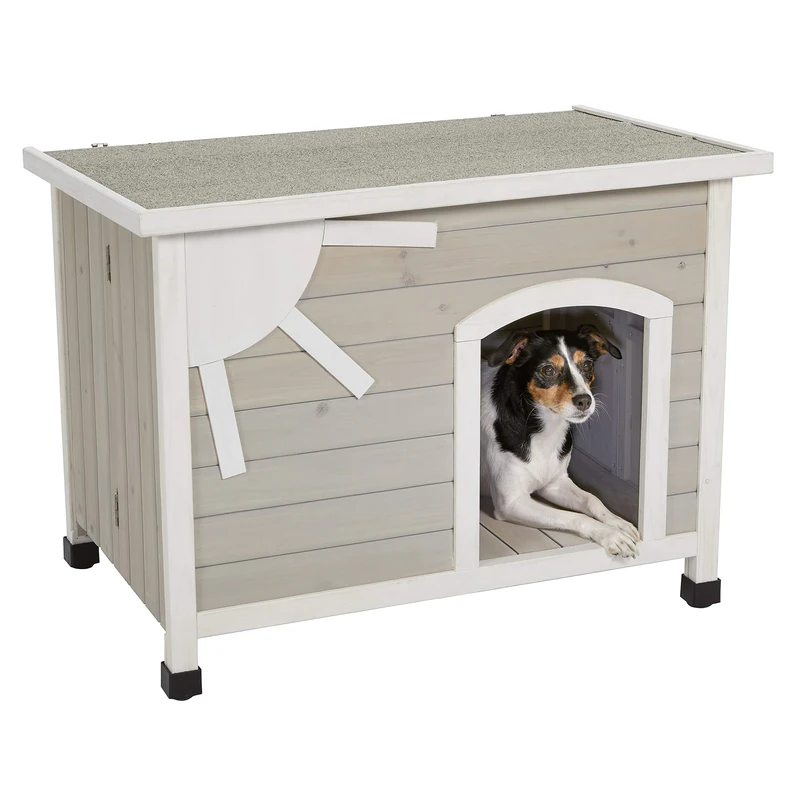 MidWest Homes for Pets Eillo Folding Outdoor Wood Dog House, No Tools Required for Assembly | Dog House Ideal for Small Dog Breeds, Beige (12EWDH-S) - Image 1