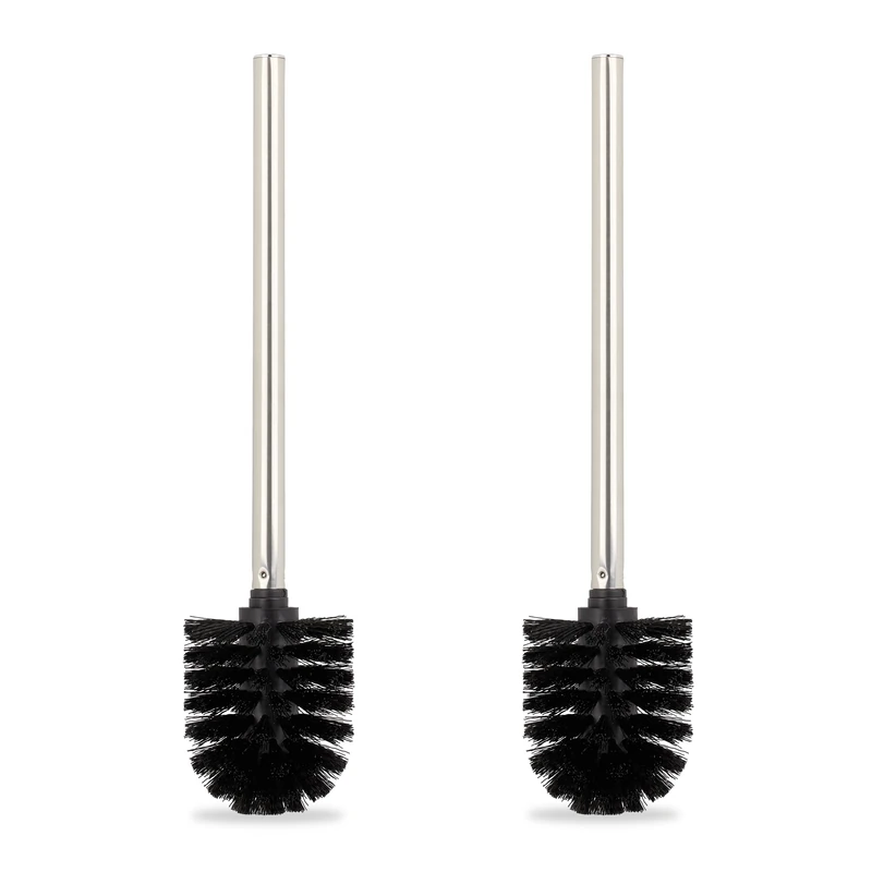 Relaxdays Toilet, Set of 2, Loo Brushes, WC, Removable Head, Bristles, No Holder Included Black 36 x 8 cm