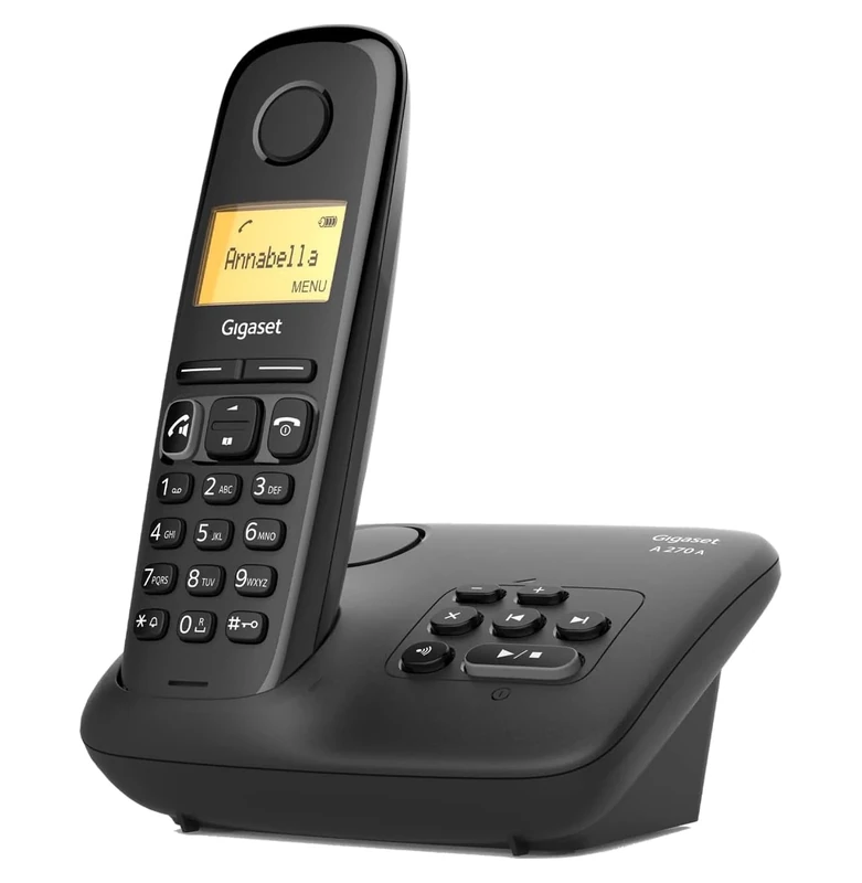 Gigaset A270A - Cordless DECT Telephone with an Answering Machine - Handsfree Handset - Illuminated Graphical Display and Keypad, Black [UK Version]