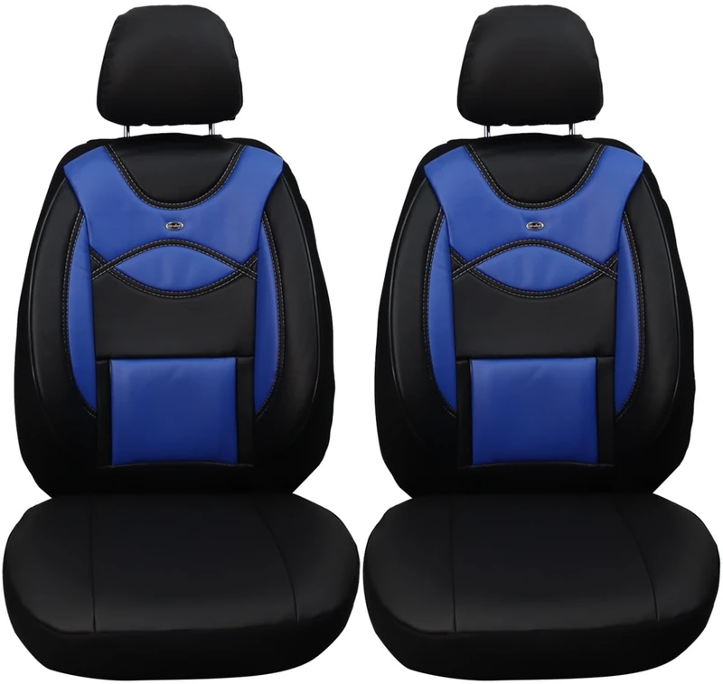 BREMER SITZBEZÜGE Faux Leather Seat Covers for Car Seats Compatible with Dodge Nitro 2006-2011 Driver and Passenger Seat Protector Seat Cover FB:D106 (Black/Blue)