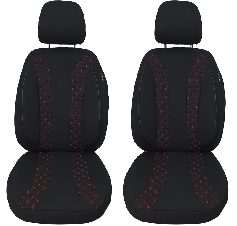 BREMER SITZBEZÜGE Seat Covers for Car Seats Compatible with Dodge Caliber 2006-2011 Driver and Passenger Seat Cover FB:N302 (Black/Red Stitch)