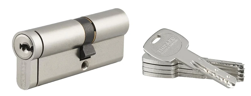 THIRARD 00018975 Transit 2 Euro Cylinder Double Entry Clutch Emergency Function 35 x 45 mm Nickel, Drill, Anti-Burglary, 4 Reversible Keys