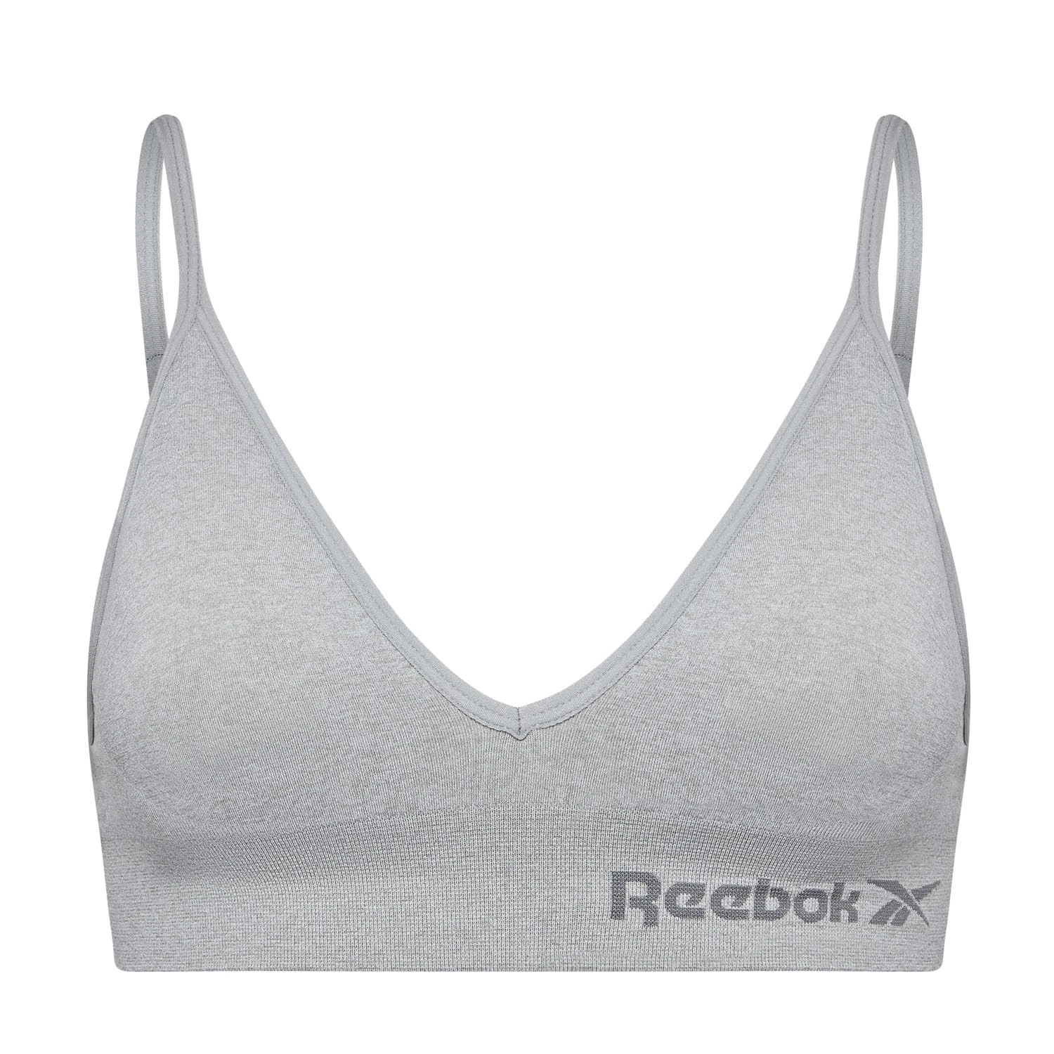 Reebok Justine Women's Crop Top | Bras for Women Made with Stretch Cotton | Cropped Low-Impact Sports Bras Women with Removable Pad in 3 Colours, Grey Marl, M