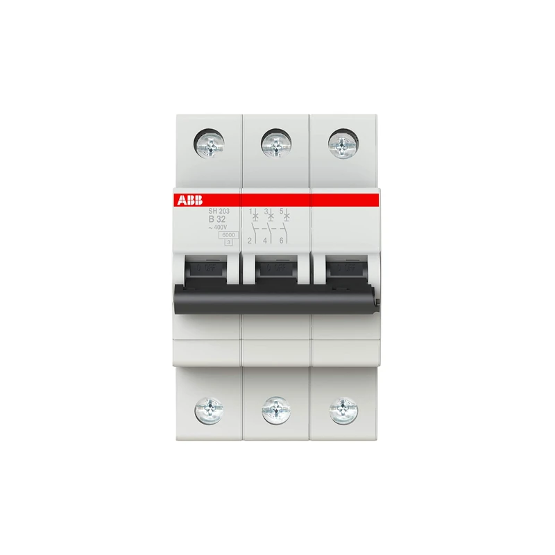 ABB SH203-B32 Miniature Circuit Breaker, 3 Pole, 32 Amp (ABB2CDS213001R0325)