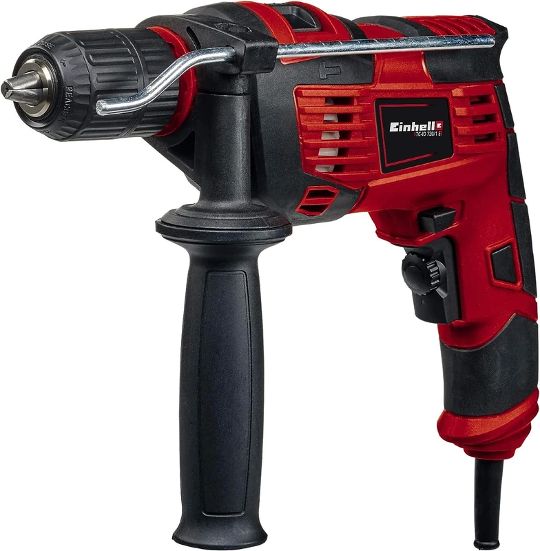 Einhell Hammer Drill TC-ID 720/1 E (Drilling/Hammer Drilling, 13 mm Keyless Drill Chuck, Speed Electronics, Clockwise and Anti-clockwise Rotation, Continuous Running, Additional Handle)