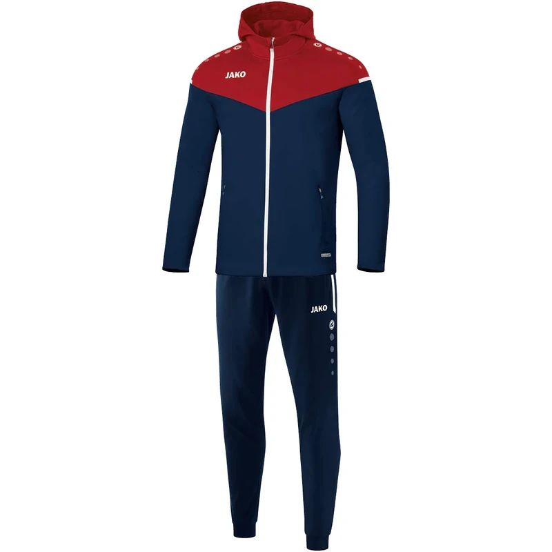 JAKO Unisex_Child Champ 2.0 mit Kapuze Polyester Tracksuit, Marine/Chili Red, 164 (EU)