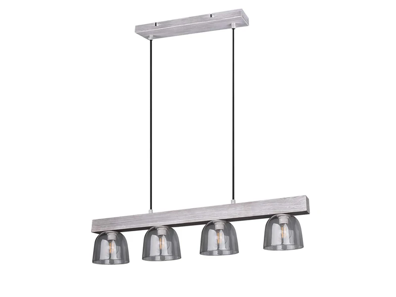 RL LIVE YOUR LIGHT Karina Pendant Light - Grey Wood & Smoke Glass