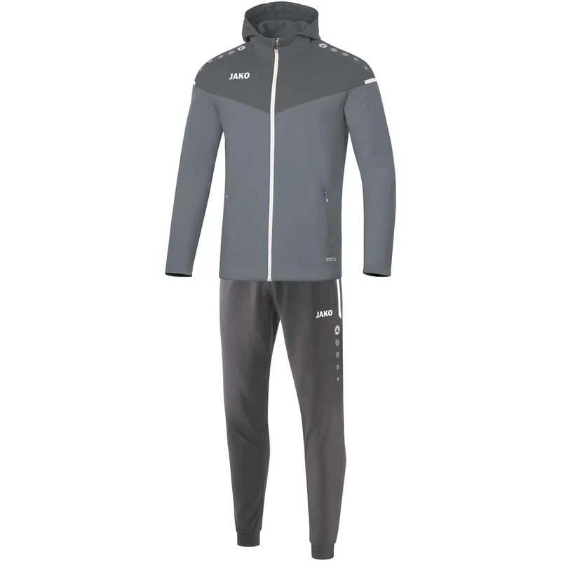 JAKO Unisex_Child Champ 2.0 Polyester Tracksuit with Hood, Stone Grey/Anthracite Light, 164 (EU) - Image 1