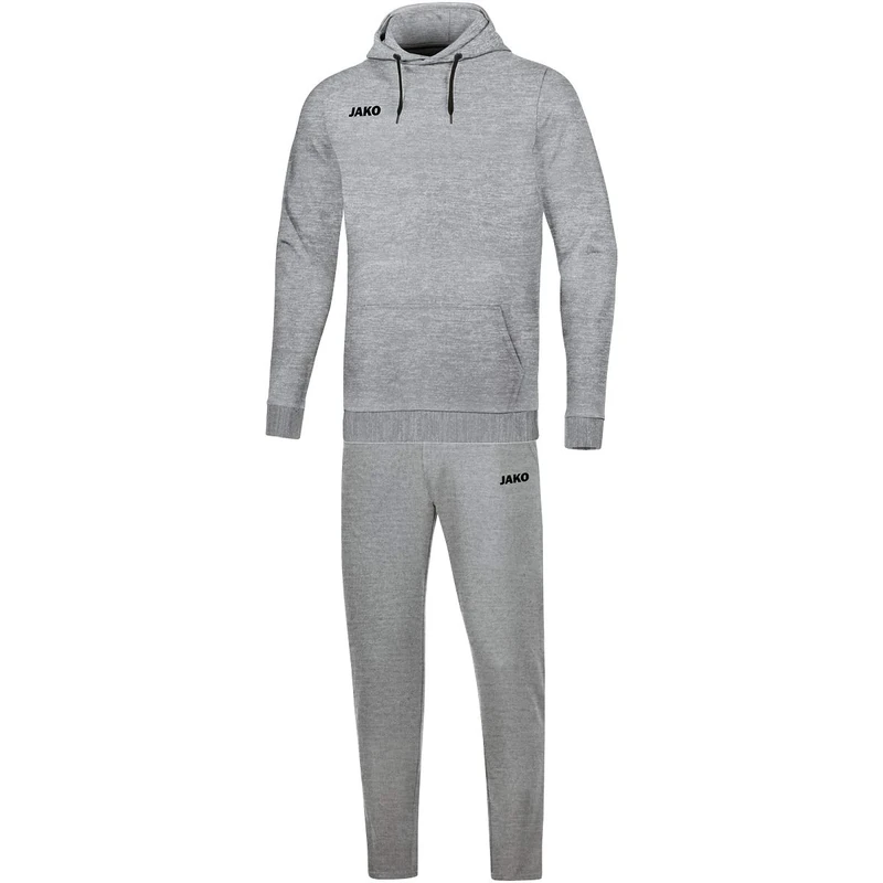 JAKO Base M9465 Children's Jogging Suit with Hooded Sweatshirt, Light Grey Mottled, 152