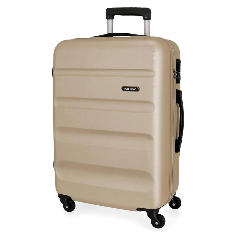 Roll Road Flex Beige Big Suitcase 51x74x28 cm Rigid ABS Combination Lock 91 Litre 3.8 kg 4 Wheels
